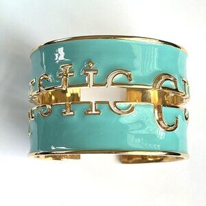 GIFT BOX INCLUDED Rustic Cuff Set of Enameled Logo Bracelets Spells Rustic Cuff